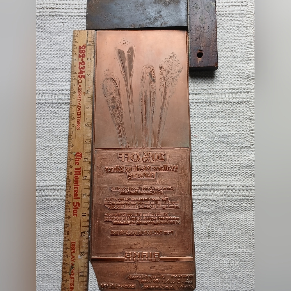 Birks Advertising Letterpress Engraving Plate 